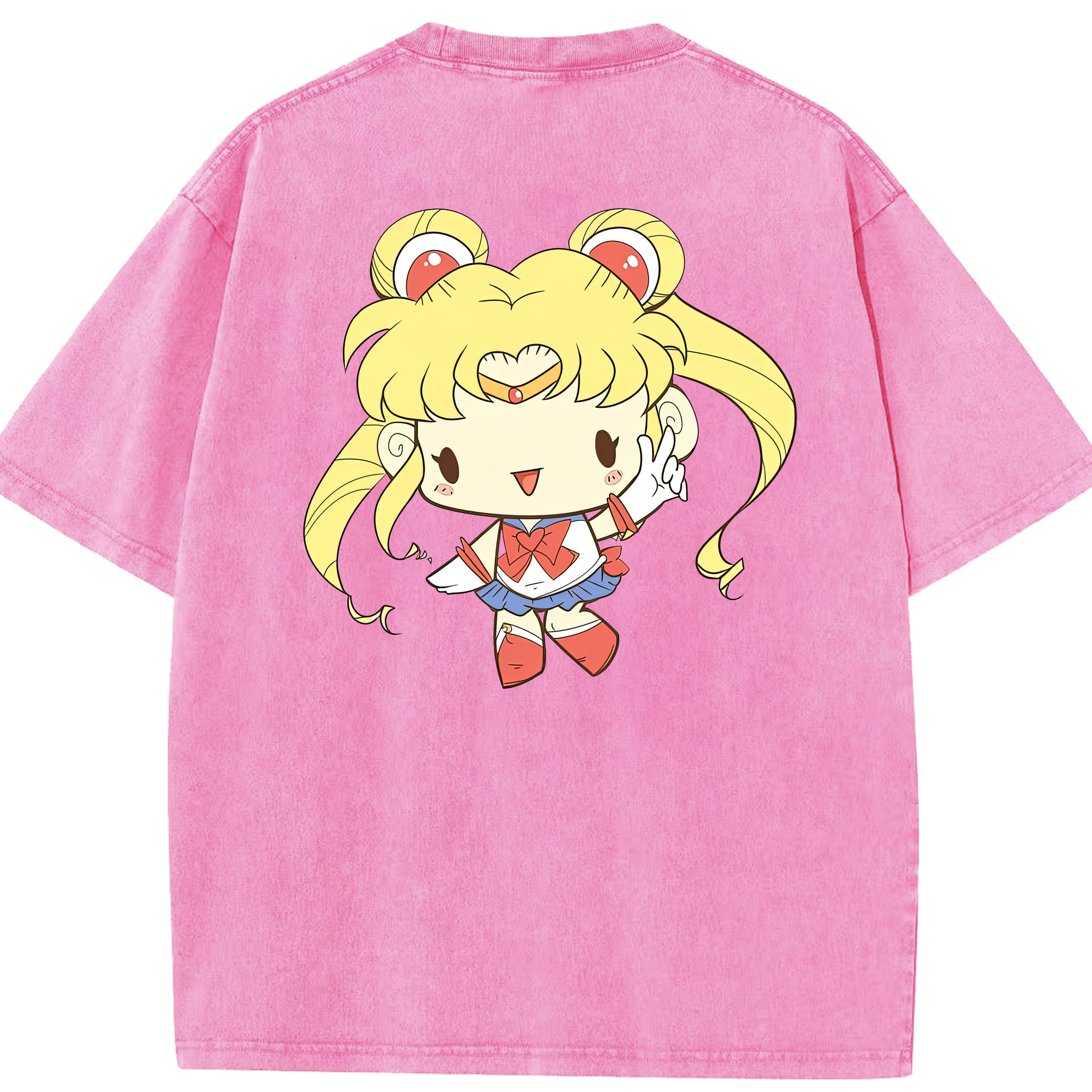 （画像用） 美少女戦士セーラームーン 月野 うさぎ つきの うさぎ Sailor Moon Tsukino Usagi 綿100% ヴィンテージ風 半袖Tシャツ（背面プリント）